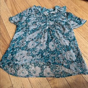 Unbranded Green Sheer Lightweight Pattern Blouse Women’s Size S Small Fits an XS